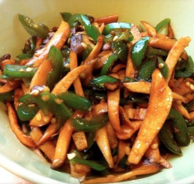 Stir fried Green Pepper and Abalone Mushrooms Recipe
